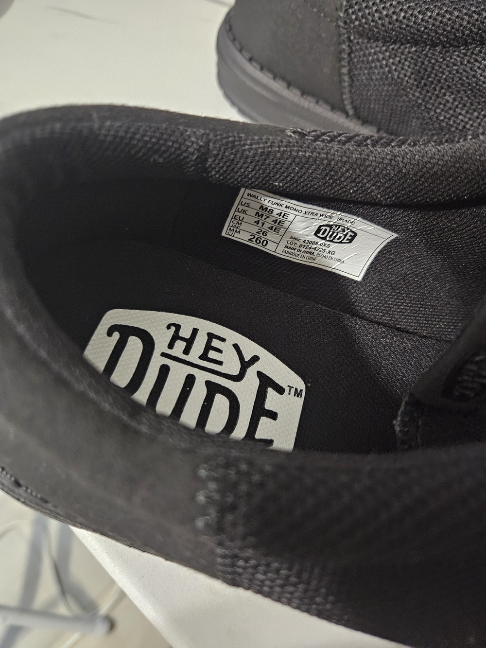 Hey Dude Men's Black Canvas Slip-On Loafers - Lightweight Comfort - Picture 2 of 5